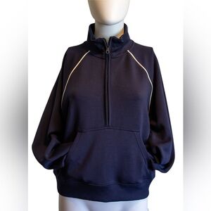 Aerie NWT Navy Half-Zip Pull-Over with White Accents Women's Sweatshirt Size M